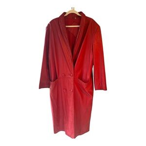 Y2K Preston & York Geniune  leather  full length Chrismats Red  jacket XL
